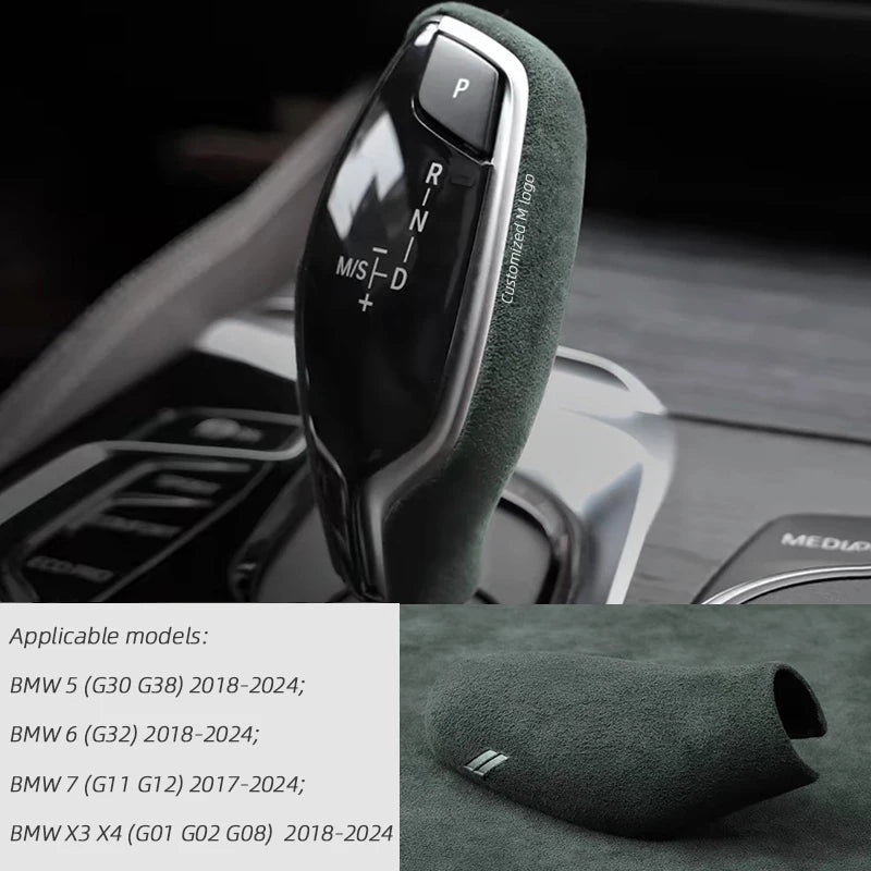 Alcantara Overlay Gear Shift Knob Cover For BMW 5 G30 G38 6 G32 7 G11 G12 X3 X4 G01 G02 G08 2018 2019 2020 2021 2022 2023 2024