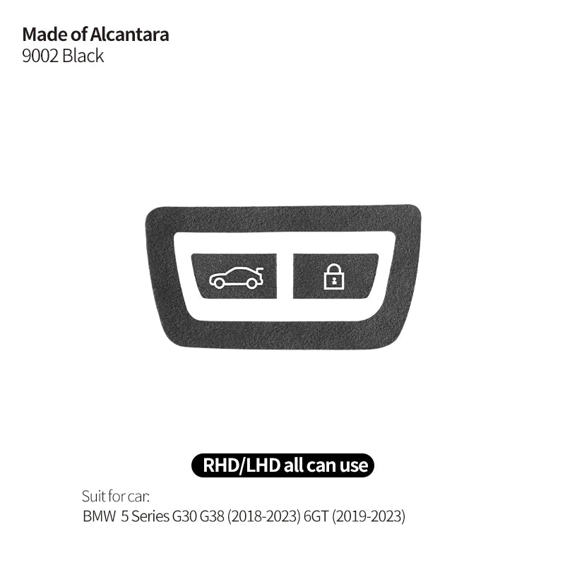 For BMW 5 Series G30 G38 6GT Car Trunk Button Decorative Trim Frame Sticker Interior Custo Tuning Accessories Made of Alcantara
