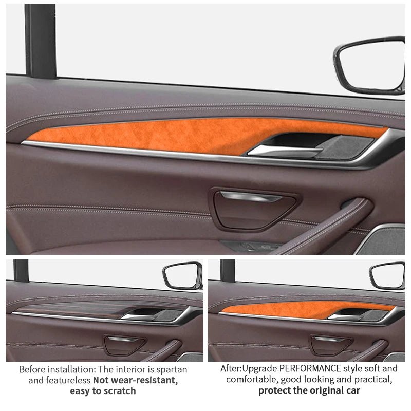 Made of Alcantara For BMW 5 Series G30 G38 Car Door Inner Handle Decorative Trim Frame Sticker Premium Interior Accessories