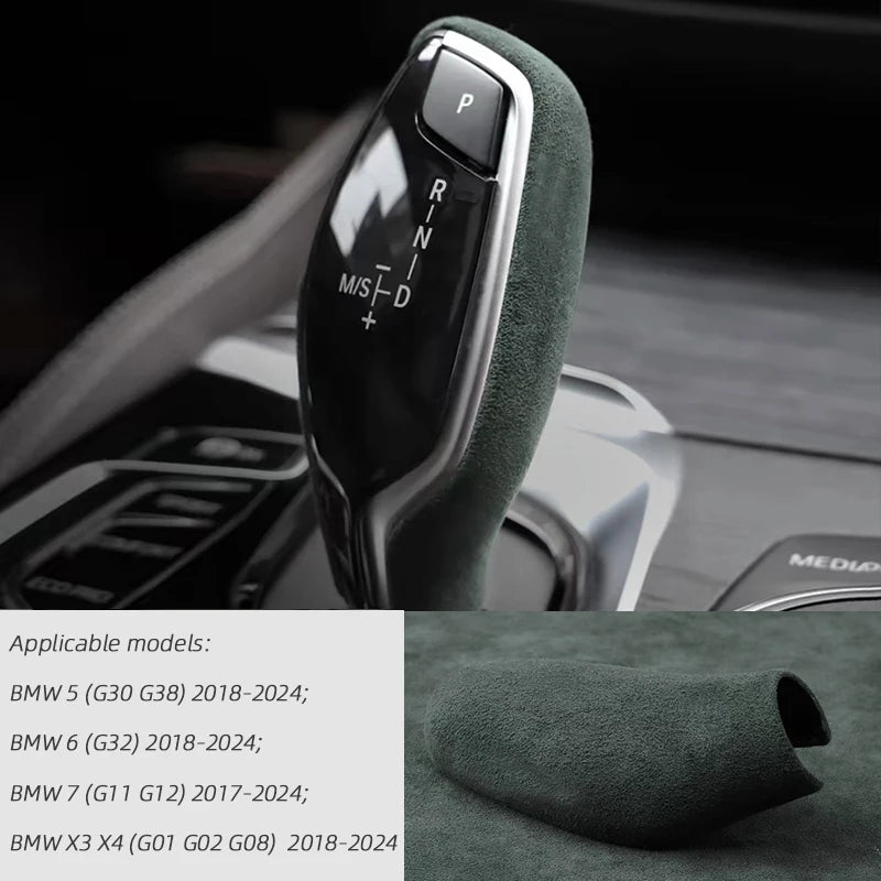 Alcantara Overlay Gear Shift Knob Cover For BMW 5 G30 G38 6 G32 7 G11 G12 X3 X4 G01 G02 G08 2018 2019 2020 2021 2022 2023 2024