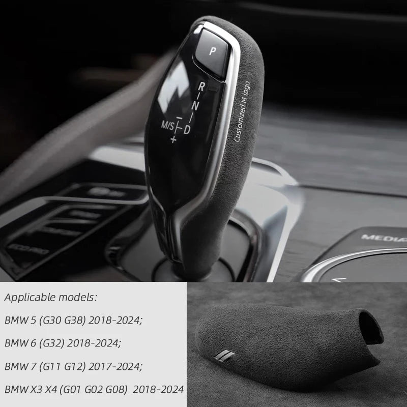 Alcantara Overlay Gear Shift Knob Cover For BMW 5 G30 G38 6 G32 7 G11 G12 X3 X4 G01 G02 G08 2018 2019 2020 2021 2022 2023 2024