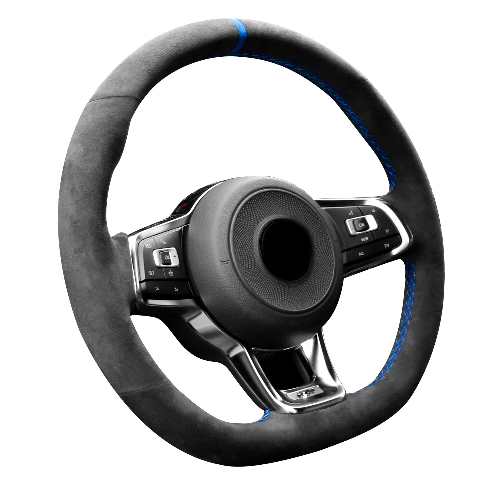 Alfanxi Hand Stitch Alcantara Steering Wheel Cover Compatible with Volkswagen Golf GTI Golf R MK7 Polo GTI Scirocco