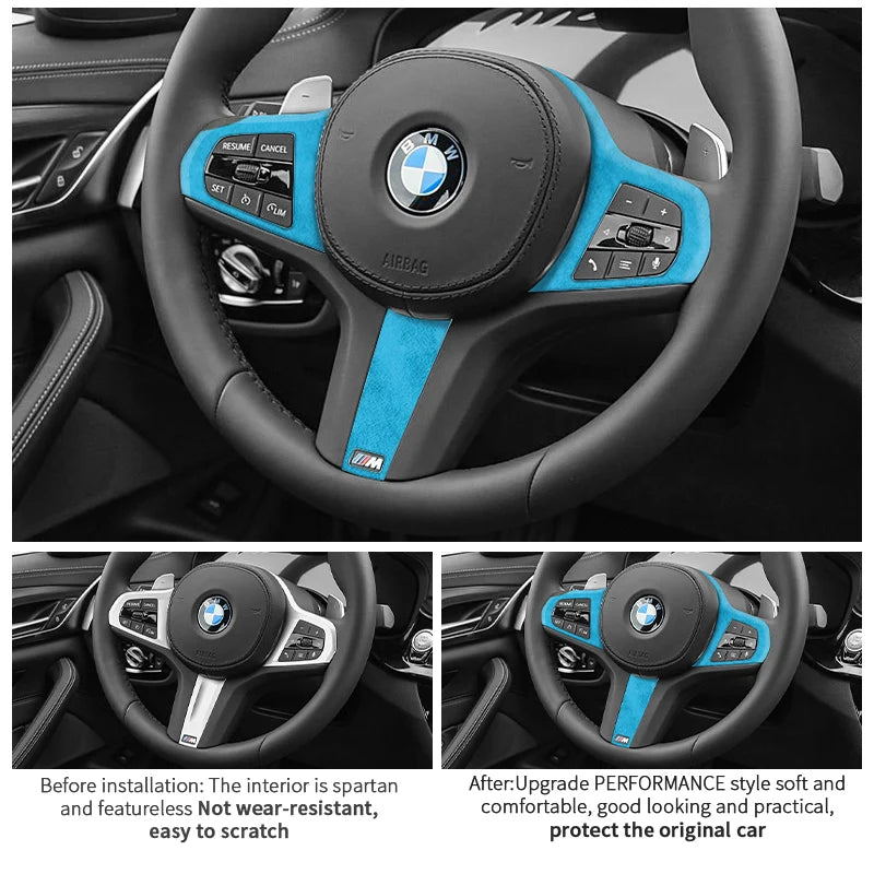 Made of Alcantara For New BMW Series Fit for G Chassis Car Steering Wheel Trim Styling Sticker Car Interior Tuning Accessories
