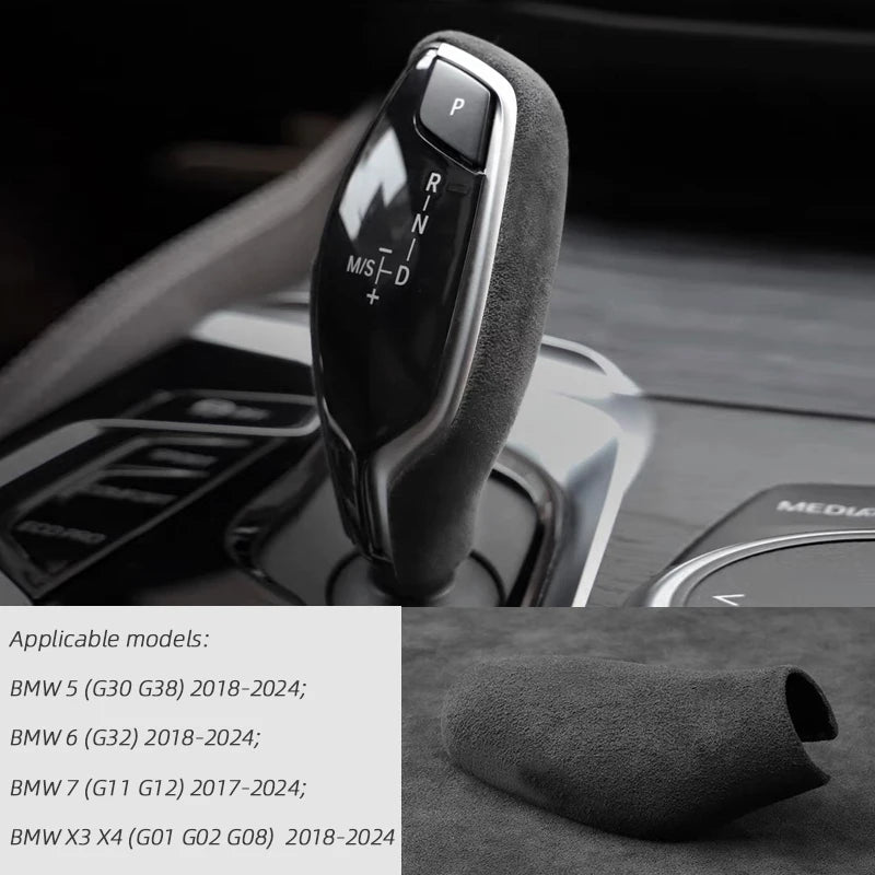 Alcantara Overlay Gear Shift Knob Cover For BMW 5 G30 G38 6 G32 7 G11 G12 X3 X4 G01 G02 G08 2018 2019 2020 2021 2022 2023 2024