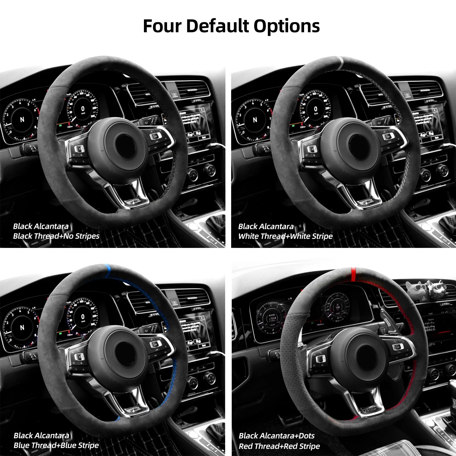 Alfanxi Hand Stitch Alcantara Steering Wheel Cover Compatible with Volkswagen Golf GTI Golf R MK7 Polo GTI Scirocco