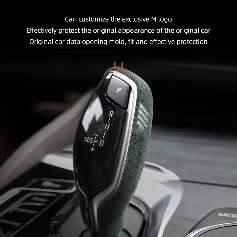 Alcantara Overlay Gear Shift Knob Cover For BMW 5 G30 G38 6 G32 7 G11 G12 X3 X4 G01 G02 G08 2018 2019 2020 2021 2022 2023 2024