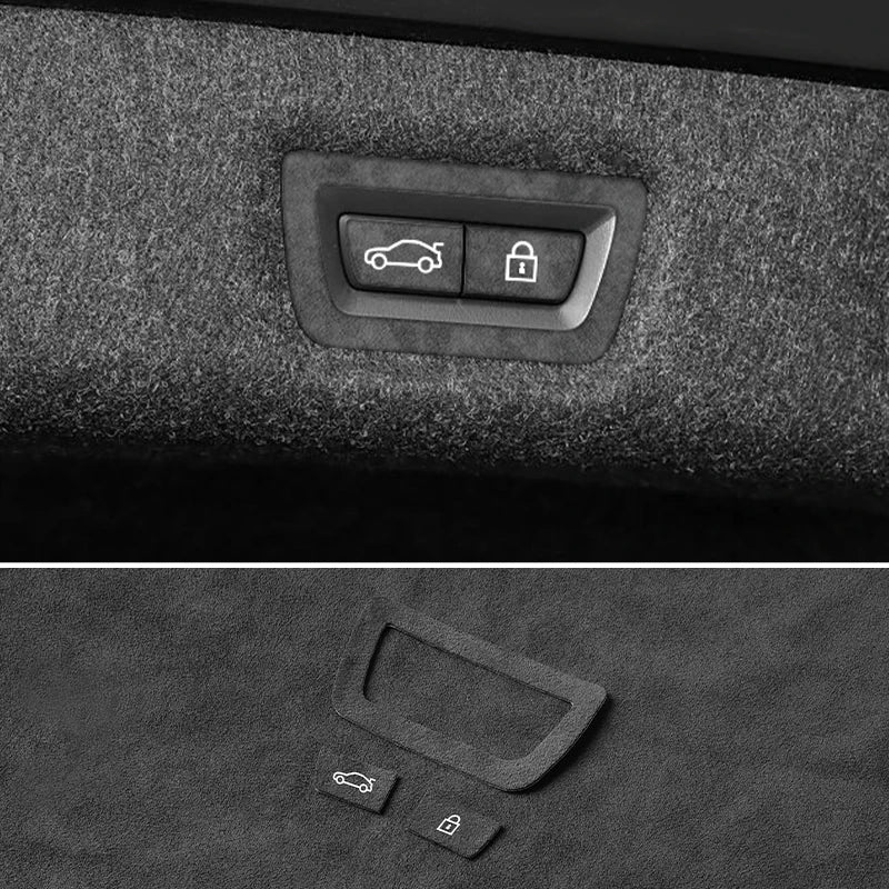 For BMW 5 Series G30 G38 6GT Car Trunk Button Decorative Trim Frame Sticker Interior Custo Tuning Accessories Made of Alcantara