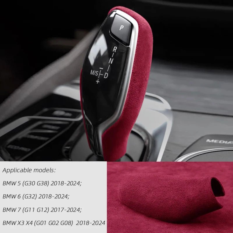 Alcantara Overlay Gear Shift Knob Cover For BMW 5 G30 G38 6 G32 7 G11 G12 X3 X4 G01 G02 G08 2018 2019 2020 2021 2022 2023 2024