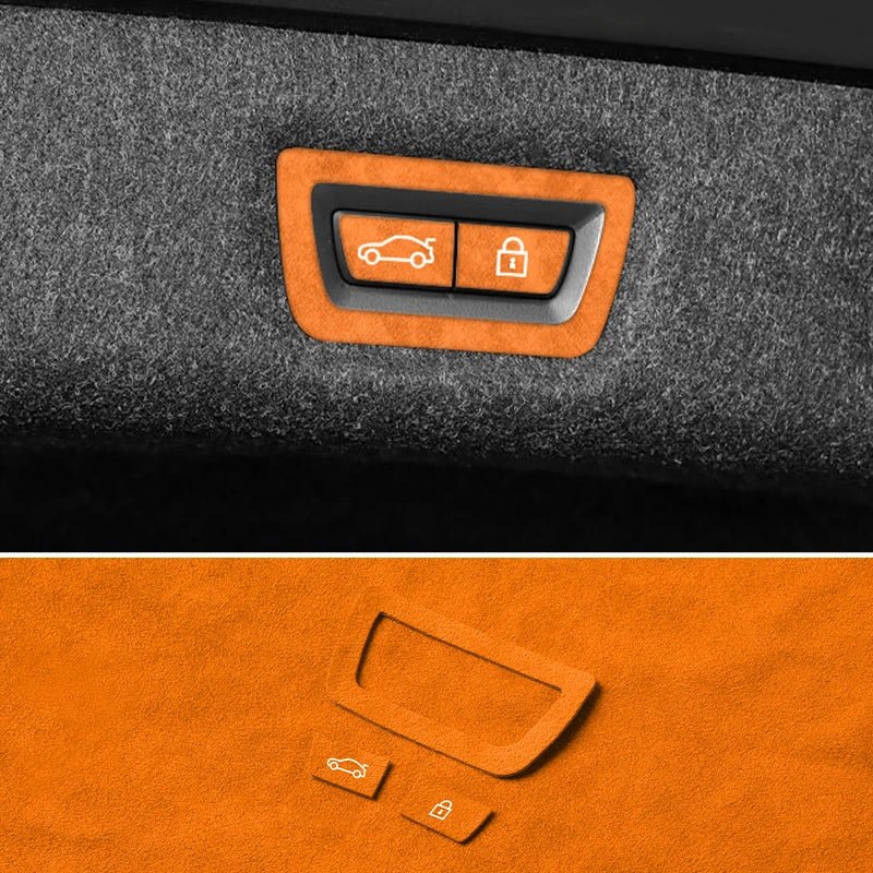 For BMW 5 Series G30 G38 6GT Car Trunk Button Decorative Trim Frame Sticker Interior Custo Tuning Accessories Made of Alcantara