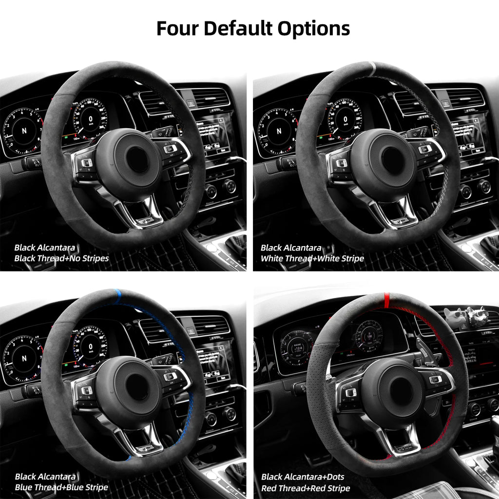 Alfanxi Hand Stitch Alcantara Steering Wheel Cover Compatible with Volkswagen Golf GTI Golf R MK7 Polo GTI Scirocco - CaseInBase