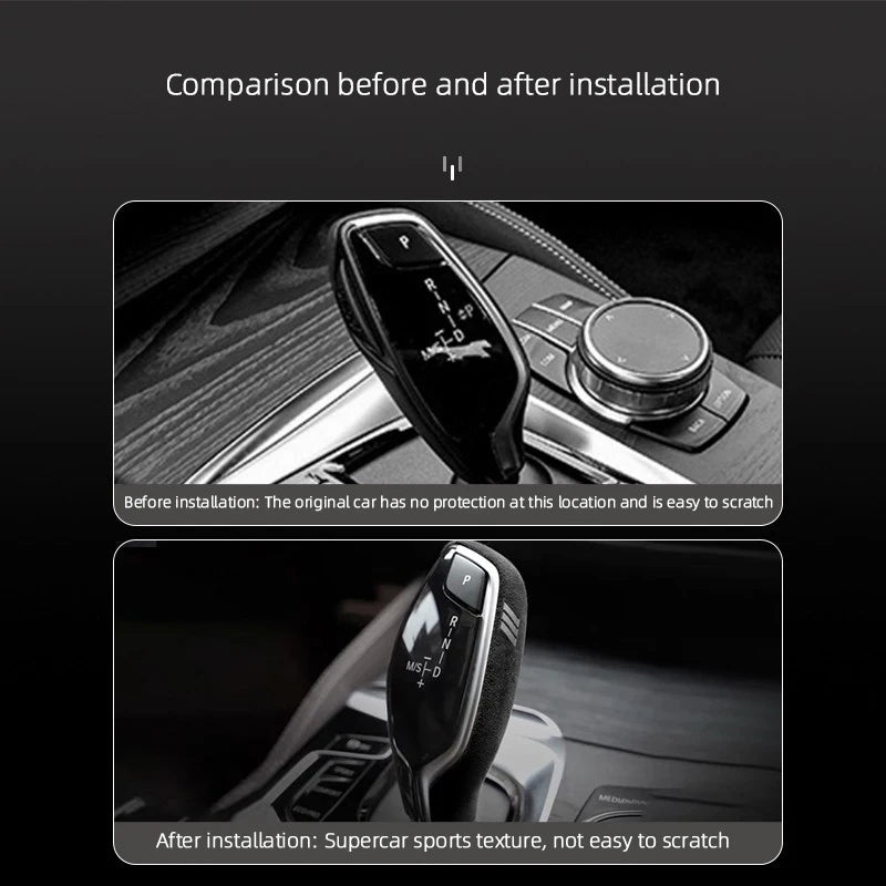 Alcantara Overlay Gear Shift Knob Cover For BMW 5 G30 G38 6 G32 7 G11 G12 X3 X4 G01 G02 G08 2018 2019 2020 2021 2022 2023 2024