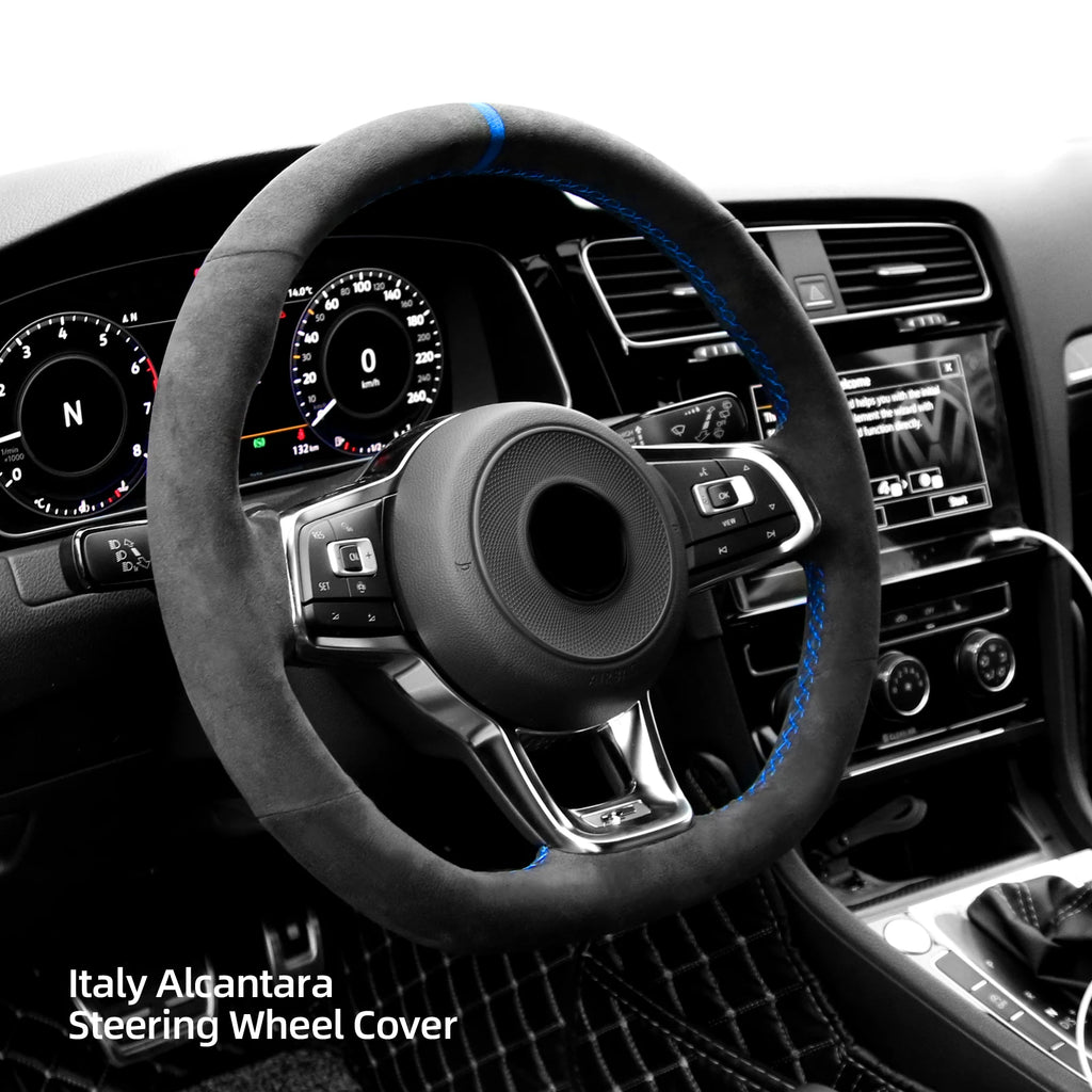 Alfanxi Hand Stitch Alcantara Steering Wheel Cover Compatible with Volkswagen Golf GTI Golf R MK7 Polo GTI Scirocco - CaseInBase
